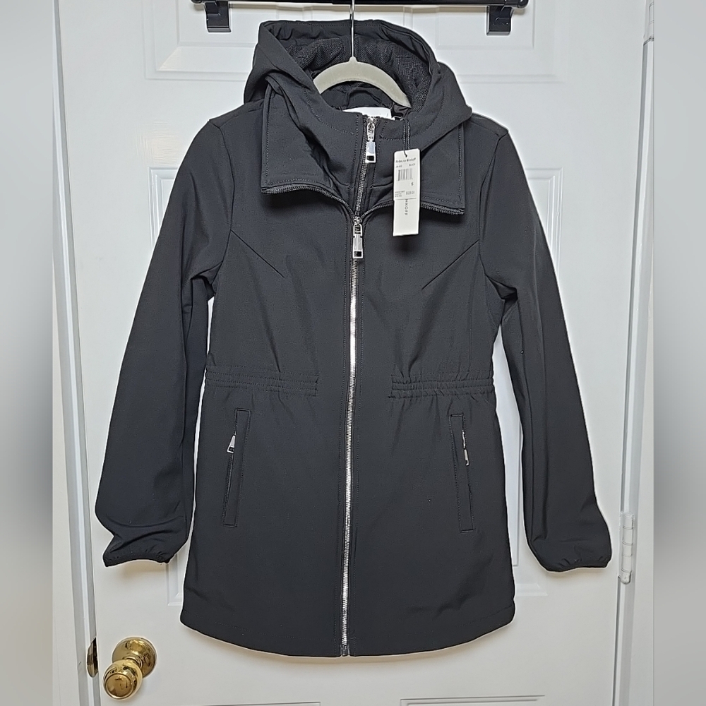 Rebecca Minkoff Softshell Hooded Black  Modern Chic Ladies Coat Size S NWT